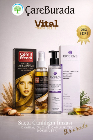 Vital Touch Set 1 - Cemil Efendi Naturel Saç Bakım Yağı 125 ml + Biobiens Argan & Keratin Saç Bakım 
