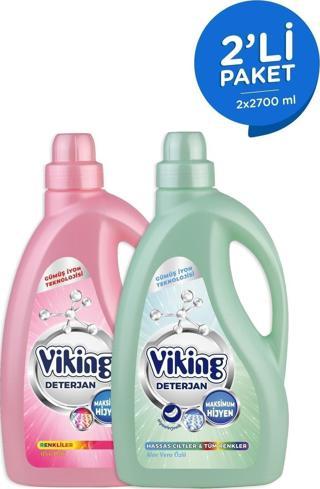 Viking Sıvı Çamaşır Deterjanı 2,7 lt 2 Adet - Renkliler Ve Hassas Ciltler