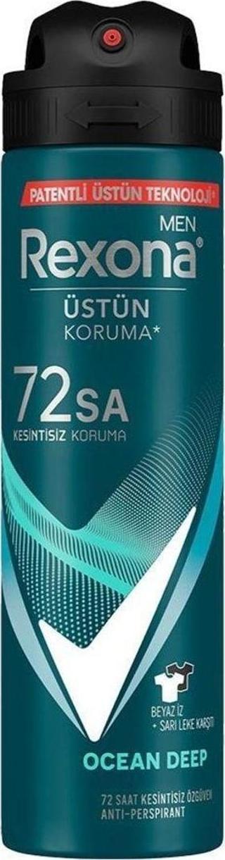 Rexona Men Erkek Sprey Deodorant Invisible Ocean Deep 72 Saat Kesintisiz Üstün Koruma 150 ml