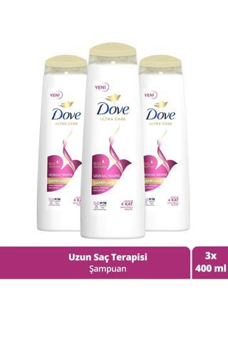 Dove Ultra Care SaDove Ultra Care Saç Bakım Şampuanı Uzun Saç Terapisi Uzun Yıpranmış Saçlar İçin 400 ml x3