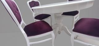 Masa Sandalye 90148 Tk Ihlamur Baba Ayak Model Parlak beyaz MDF Tabla 100  Açılır
