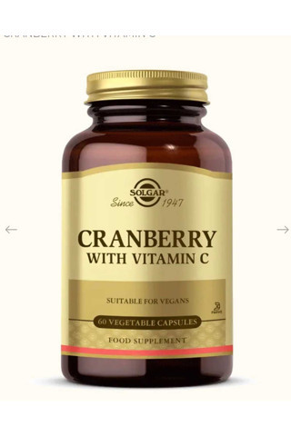 Solgar Cranberry Extract with Vitamin C Takviye Edici Gıda 60 Kapsül