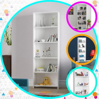 Modilayn Mutfak Dolabı 5 Raflı Arkalıklı Kitaplık Ofis Dolabı Çok Amaçlı Dolap