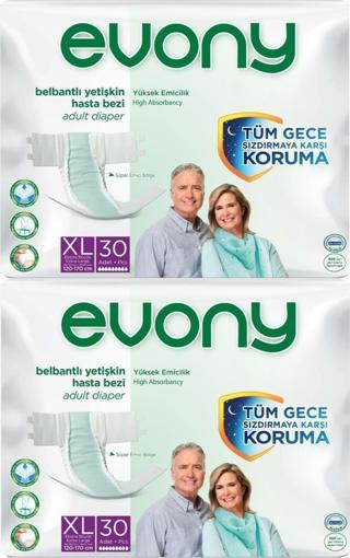 Evony Hasta Bezi Yetişkin Bel Bantlı Tekstil Yüzey Extra Large- Ekstra Büyük Boy 60 Adet (2pk*30)