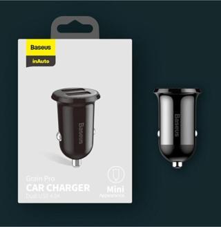 Baseus Grain Pro Dual USB 4.8A Max Çıkışlı Hızlı Araç Şarj Başlık