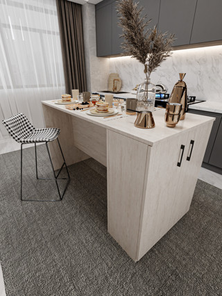 Asra Trend %100 MDFLAM 150cm Dolaplı Yüksek Mutfak Adası Yemek ve Bar Masası MA-04