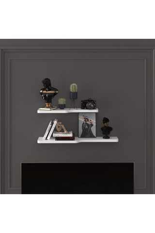 Doğal Modern Organizer Düzenleyici 2'li Kıvrımlı Dekoratif Kitaplık Banyo Mutfak Duvar Rafı