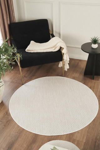 Sisalux 3081 Krem Bej Yuvarlak Sisal Dokuma Jüt Kilim Hav Toz Vermez Mutfak Oturma Odası Halısı