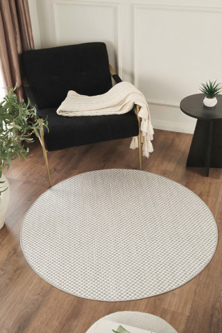 Sisalux 3082 Beyaz Gri Yuvarlak Sisal Dokuma Jüt Kilim Hav Toz Vermez Mutfak Oturma Odası Halısı