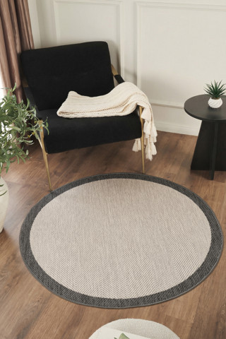 Sisalux 3088 Gri Antrasit Yuvarlak Sisal Dokuma Jüt Kilim Hav Toz Vermez Mutfak Oturma Odası Halısı