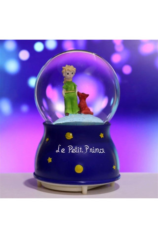 Pilli Işıklı Müzikli Kar Küresi–Le Petit Küçük Prens Figürlü Eğlenceli Masaüstü Biblo, LED Aydınlatm