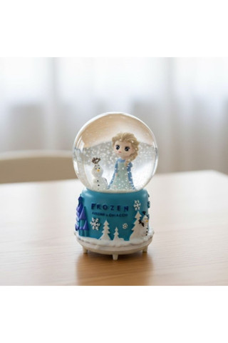 Pilli Işıklı Müzikli Kar Küresi–frozen Karlar Ülkesi Figürlü Eğlenceli Masaüstü Biblo, LED Aydınlatm