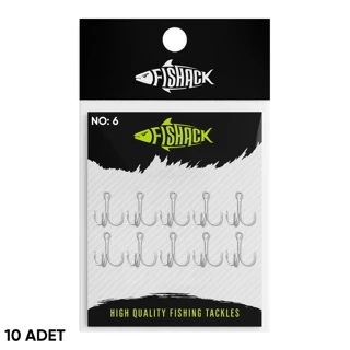 Üçlü İğne - Nikel Üçlü Kanca - Fishack 3210 - 10 Adet - No: 6