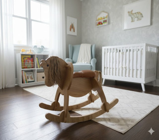 Missidea Ahşap Sallanan At – Deri Oturaklı Eğitici ve Güvenli Tasarım (+3 Yaş)