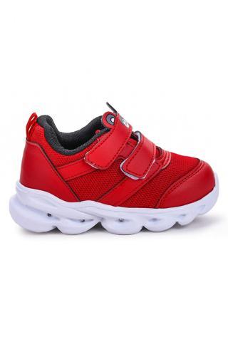 Kiko Kids Caty Işıklı Cırtlı Kız/Erkek Çocuk Spor Ayakkabı Kırmızı