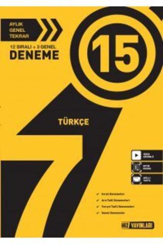 7. Sınıf Türkçe 15'li Deneme Seti (12 Sıralı+3 Genel) - Karekök Eğitim Yayınları