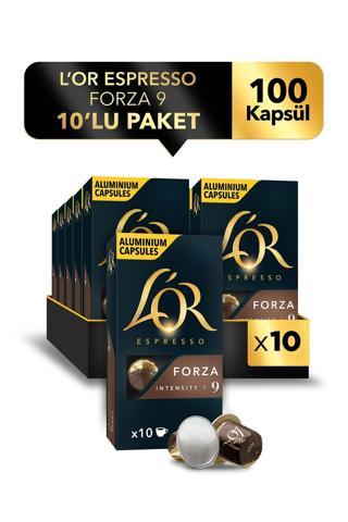L'OR - Forza - Intensity 9 - Nespresso Uyumlu Kapsül Kahve Fırsat Paketi 10 x 10 Paket (100 Adet)