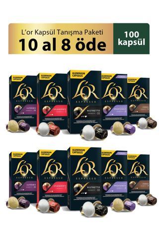 L'OR - Kapsül Tanışma Paketi - 10 Al 8 Öde Nespresso Uyumlu Kapsül Kahve Fırsat Paketi 10 x 10 Paket