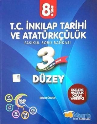 8. Sınıf T. C. İnkılap Tarihi ve Atatürkçülük 3 Düzey Fasikül Soru Bankası Martı Okul Yayınları