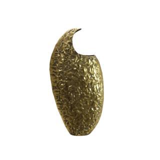 T.Concept Dekoratif Eskitme Kıvrımlı Geniş Metal Gold Vazo 65 cm