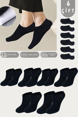 Kral Socks Kadın - Erkek - Unisex Düz Desen (6 Çift) Pamuklu Beden Mevsimlik Terletmez Görünmez Çorap