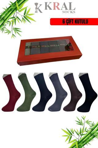 Kral Socks Kutulu (6 Çift) Kaliteli Bambu Uzun Soket Yazlık Dikişsiz Hassas Dokuma Parfümlü Çorap