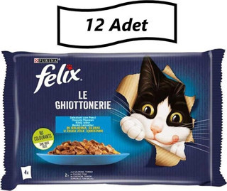 Felix Multipack Somonlu ve Ton Balıklı Yetişkin Kedi Yaş Maması 4X85 gr - 12 Adet