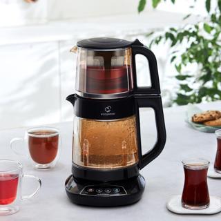 Karaca Çaysever 3 in 1 Konuşan Renkli Camlı Çay Makinesi Su Isıtıcı ve Mama Suyu Hazırlama 1700W Agate