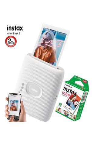 instax Mini Link 2 Beyaz Akıllı Telefon Yazıcısı ve 10’lu Mini Film