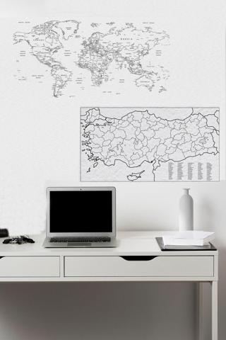 Evbuya Türkiye Ve Dünya Haritası Yapışkansız Statik Tutunan Not Kağıt Tutucu Özellikli Pratik Akıllı Kağıt