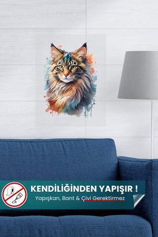 Pi Papers Renkli Kedi Posteri, Premium Baskı Poster, Statik Akıllı Kağıt, Kedili Poster (Yapay Zeka Tasarım)
