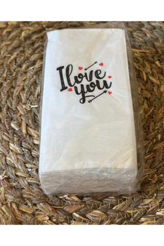 Den Tasarım Hediyelik Konuşan Peçete (İ Love You) Tekli Paket