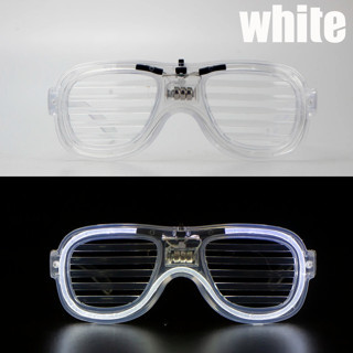 Beyaz Led Işıklı Parti Gözlüğü - Neon Glow Şerit Gözlük 3 Modlu (4887)