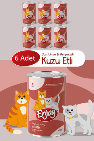 Enjoy Kuzu Etli Kedi Konservesi Sos İçinde Et Parçacıklı 400 Gr x6