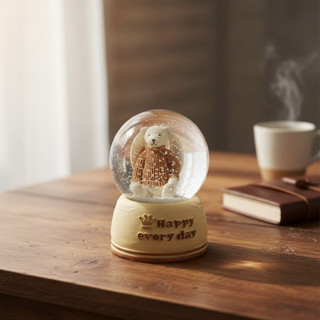 Pilli Işıklı Müzikli Kar Küresi–Sevimli Ayıcık Figürlü Eğlenceli Masaüstü Biblo, LED A