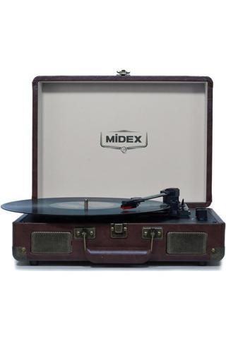Midex Mtx-101CR Nostaljik Retro Pikap Plak Çalar (Şarjlı Bluetooth Aux Hoparlörlü 3 Devir) İğne Dahil