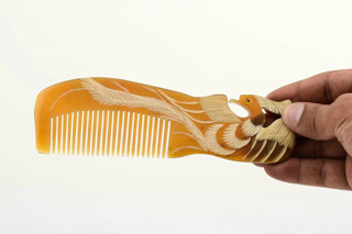 pilelistore Tavus Kuşlu Oymalı Kemik Tarak