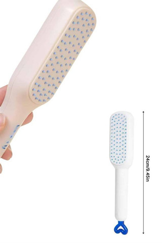 Kendi Kendini Temizleyen Otomatik Tuşlu Saç Tarağı Dolaşık Açıcı Masaj Fırçası Silikon F