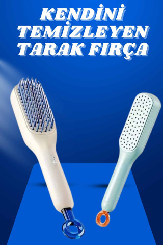 Kendi Kendini Temizleyen Otomatik Tuşlu Saç Tarağı Dolaşık Açıcı Masaj Fırçası Silikon F