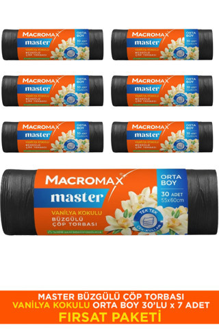 Büzgülü Vanilya Kokulu Çöp Torbası Orta Boy 7 Paket (30'lu) Kokulu Çöp Poşeti