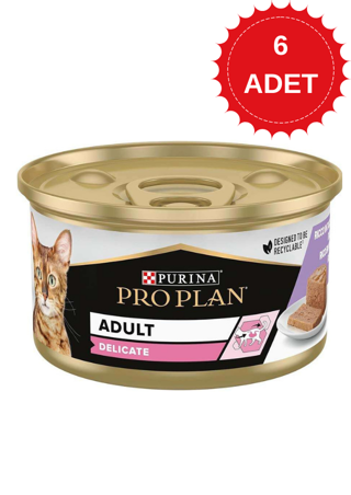 Pro Plan Delicate Hassas Hindi Etli Yetişkin Kedi Konservesi 85 Gr X 6 Adet