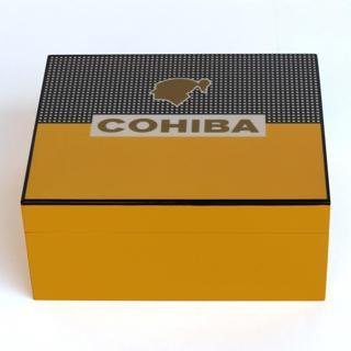Cohiba Sarı-Gri Nokta Desenli Humidor Puro Kutusu