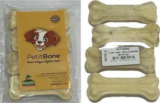 PetitBone Sütlü Sığır Derisi Press Köpek Kemiği 7 cm 4lü Paket