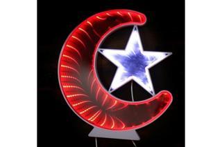 Ay Yıldız Pano Türk Bayrağı Şerit Ledli Işıklı Tablo Hediyelik