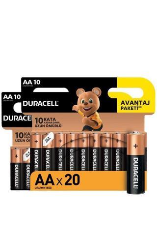 Duracell Alkalin AA Kalem Piller, 20 Li Paket (amz)