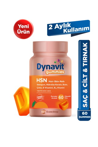Dynavit Gummies HSN Hair Skin Nails 60 Çiğnenebilir Form - Hidrolize Keratin, Biotin - Saç&Cilt&Tırnak