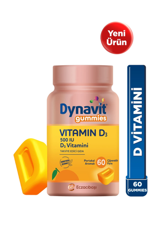 Dynavit Gummies Vitamin D3 60 Çiğnenebilir Form - Aile Boyu Kullanım – D Vitamini – Kas & Kemik & Bağışıklık