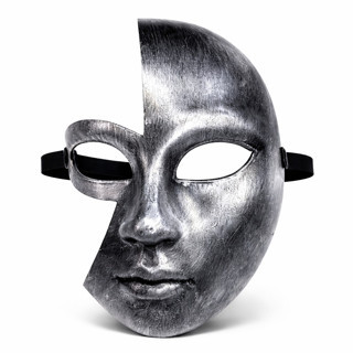 Antik Efektli Gümüş Yarım Yüz Parti Maskesi