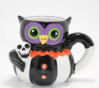 Kurukafa Tutan Baykuş Figürlü Seramik Kupa Bardak