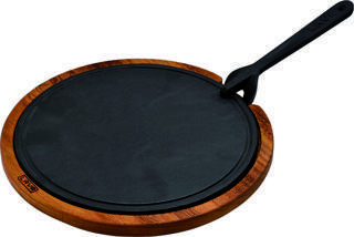 Lava Döküm Ahşap ve Döküm Demir Hot Plate Servis Tahtası. Çap(Ø)26cm.